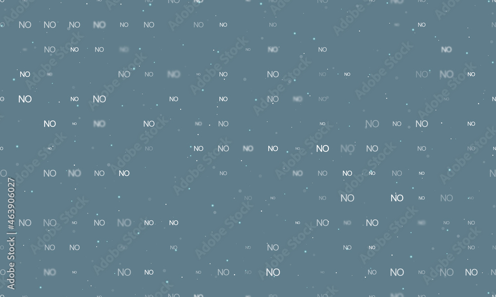 Poster seamless background pattern of evenly spaced white no symbols of different sizes and opacity. vector