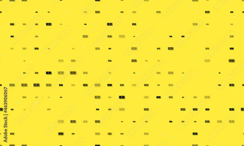 Poster seamless background pattern of evenly spaced black money bundle symbols of different sizes and opaci