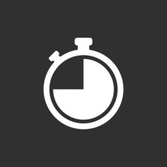 Stopwatch icon, logo. Chronometer, timer sign. Stopwatch icon isolated on black background. Vector illustration
