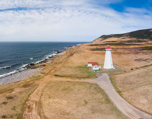 Lighthouse on the beach in summer