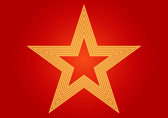 Estrella dorada sobre fondo rojo.