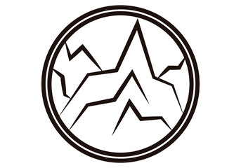 Icono de montañas y cumbres en un círculo.