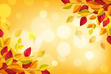 realistic autumn background with leaves vector design illustration