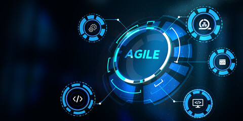 Business, Technology, Internet and network concept. Agile Software Development.3d illustration