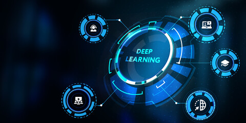 Deep learning artificial intelligence neural network. Technology, Internet and network concept. 3d illustration