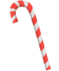Fototapeta premium Flat candy cane striped in Christmas colours. Vector illustration isolated on a white background. Top view on icon. Template for greeting card on Christmas and New Year.