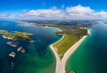 White sandy beaches and vibrant blue water