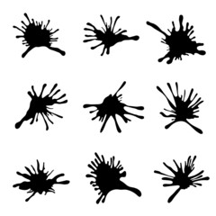 Collection of ink stains. Vector set of ink splashes on a white background.