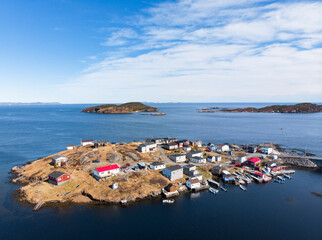 Houses on a small island in the sea