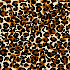 Dark brown leopard seamless pattern. Animal skin.