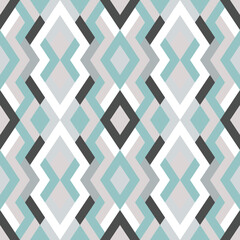 Mosaic seamless texture. Vector geometric background of triangles in blue, gray and white colors.