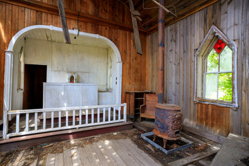 Old Abandoned Damaged Weathered Church Interior