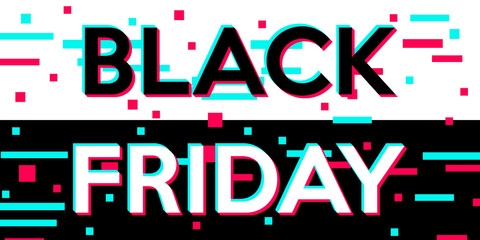 Tik tok design Background Black Friday sale. Black friday text with glitch effect. - obrazy, fototapety, plakaty