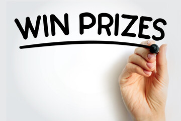 WIN PRIZES underlined text with marker, concept background