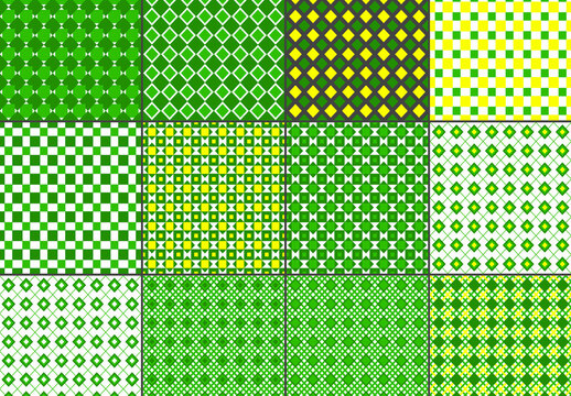 Seamless Bright Geometric Overlay Pattern Set