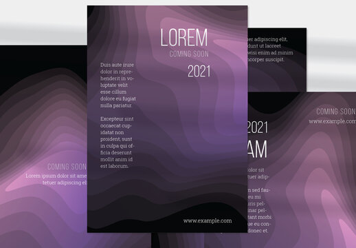 Flyer Layouts with Gradient Blend Wavy Shapes on Black