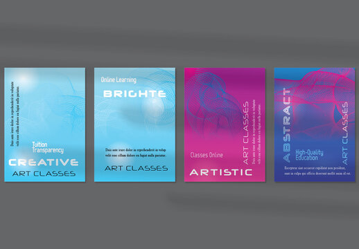 Flyer Layouts with Curvy Lines on Bright Gradient Glow
