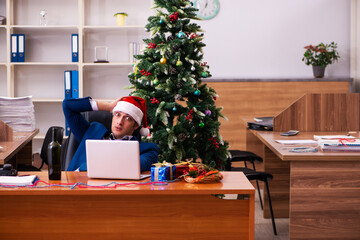 Employee in the office during christmas party