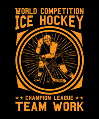 Fototapeta premium Ice hockey t shirt design,typography t shirt design