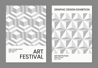 Art Exhibition Geometric Layout Ad Poster
