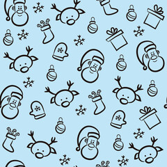 Winter seamless pattern with Santa Claus and deer.