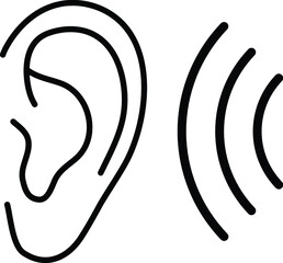 Hearing Symbol with Ear and Sound Clipart Graphic