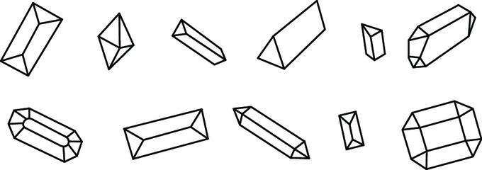 Gems and Crystals Outline Clipart Set