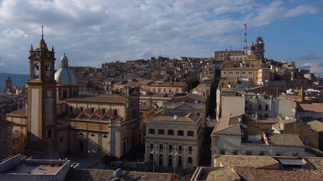 orbiting clockwise around piazza in Caltagirone Sicily