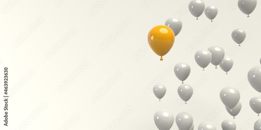 Poster one out unique floating balloon concept - 3d render