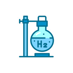 Chemical industry H2 color line icon. Hydrogen energy. Isolated vector element.
