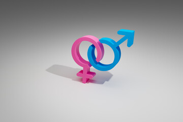 Male and female gender signs. male and female 3d concept. relationship
