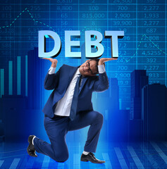 Businessman in debt business concept