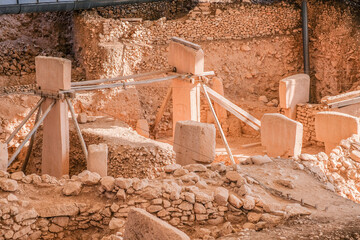 Gobeklitepe ruins view in Sanliurfa Province of Turkey. Gobeklitepe, whose construction dates back...
