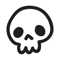 Hand drawn cartoon doodle skull. Funny cartoon skull isolated on white background.