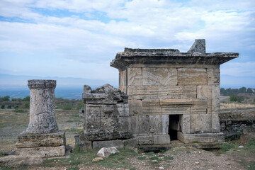 Roman gladiator tombs found in ancient city ruins of Hierapolis, Pamukkale, Denizli, Turkey