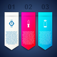 Set Diving watch, knife and Aqualung. Business infographic template. Vector