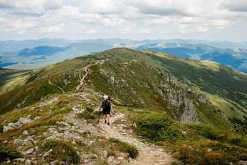Fototapeta na wymiar Summer hikes in the mountains. Beautiful mountains landscape, Carpathians, Ukraine