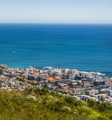 Portrait shot of sea point and the atlantic ocean in Cape Town