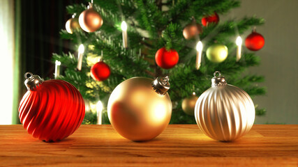 very nice baubles in different colors (3d rendering)