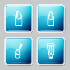 Set line Broken nail, Nail manicure, and Tube of hand cream icon. Vector