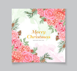 Beautiful christmas card template with floral ornament