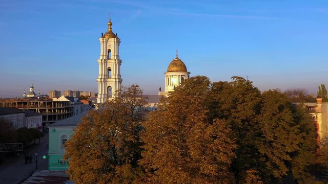 Aerial view to Saviour-Transfiguration cathedral in Sumy