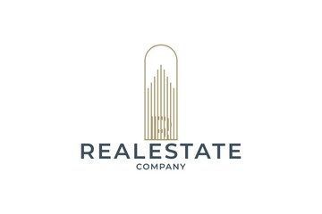 letter r real estate logo design, realty logo template, monoline logo, apartment logo