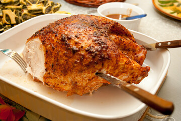 Pavo al horno semi trozado