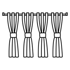 A curtain made of fabric for an interior of four identical elements. Vector icon, outline, isolated, 48x48 pixel.