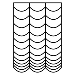 Thick curtain with drapery for the interior. Curtain for theater, stage, podium. Vector icon, outline, isolated, 48x48 pixel.