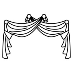 Fashionable curtain with modern design. Fabric drapery for a modern curtain. Vector icon, outline, isolated, 48x48 pixel.