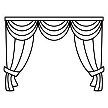 black and white curtain drawing clip art preview
