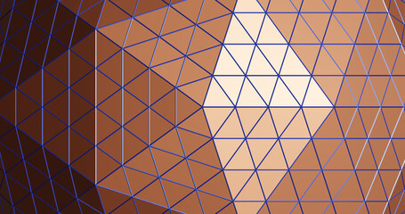 Render with an abstract surface of brown triangles in a blue mesh