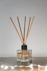 Bamboo Ambient Scent Sticks, Home Decor with warm lights.